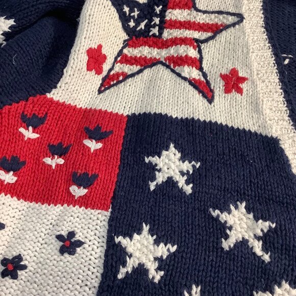 NWT Vintage Stitches in Time 90s Cardigan Women’s 1X Patriotic Granny Core USA - Picture 11 of 12